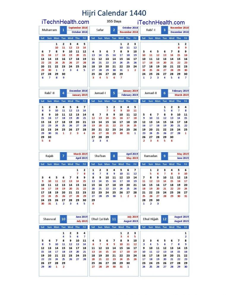 islamic calendar 2019
