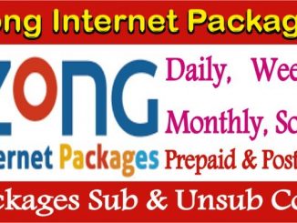Zong Net Package sub and unsub code Daily Weekly Monthly