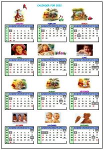 Download New Year Calendar 2022 JPEG