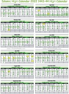 Shia Calendar 2022 Islamic Calendar 2022 Islamic Hijri Calendar 1443-1444 - Itechnhealth.com