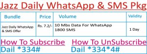 Jazz Daily WhatsApp & SMS offer