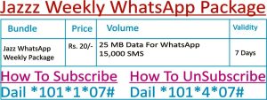 Jazz Weekly WhatsApp Package Sub Code