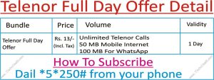 telenor daily internet package