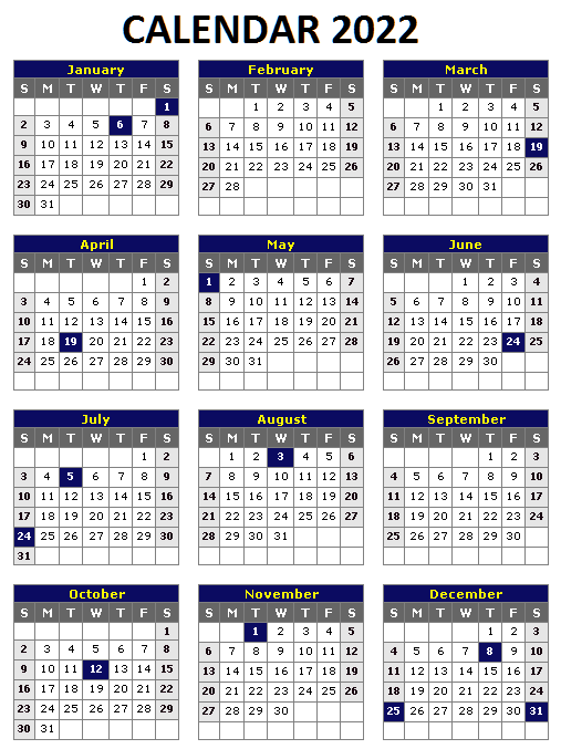 Calendar 2022 With Public Holidays In Pakistan 2022 | iTechnHealth.com