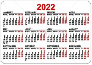 New Year Calendar 2022 LANDSCAPE