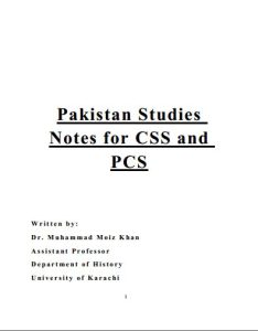 Pakistan Studies Complete Notes For CSS